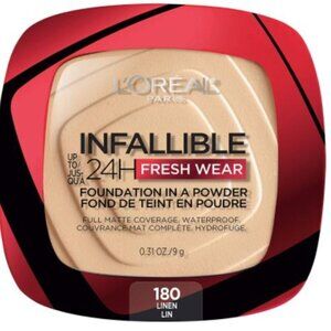 Loreal Infallible Foundation Powder 180 Linen 24 Hour Fresh Wear Full Matte